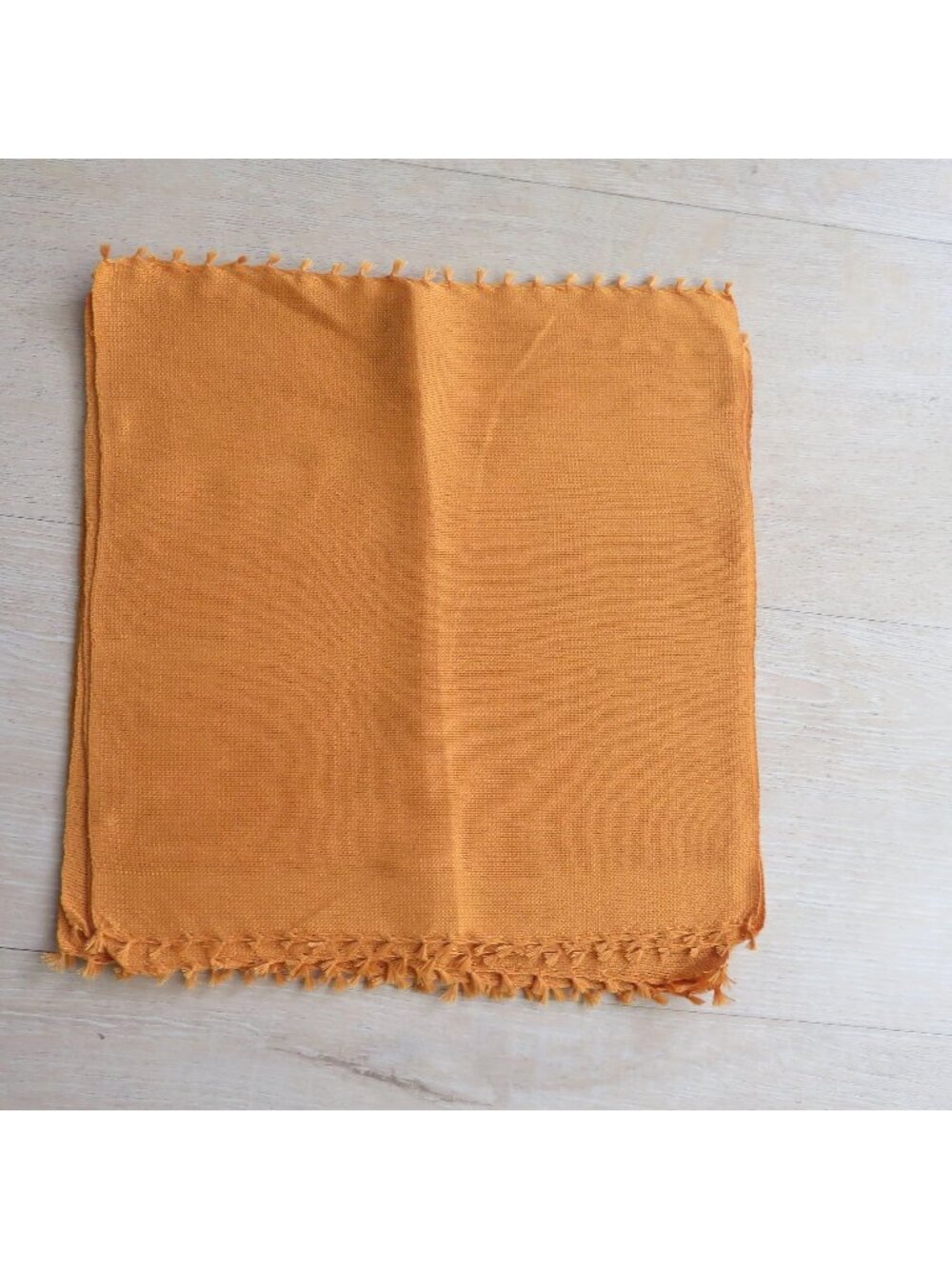Lot of 5 New Orange Fabric Napkins with Fringe Trim 11"x11"